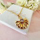 Gold CZ fan pendant Necklace.