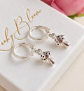 Silver Teeny CZ Toadstool huggie earrings.