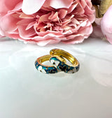 Floral Enamel Gold Huggie earrings.
