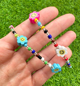 Smiley Flower beaded necklace.