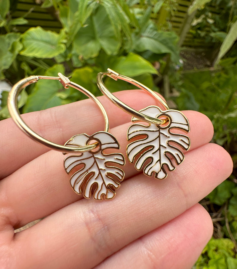 Monstera Gold Hoop earrings.