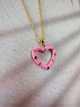 Pink gemstone Heart gold necklace