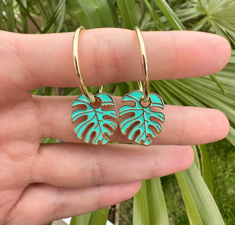Monstera Gold Hoop earrings.