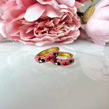 Floral Enamel Gold Huggie earrings.