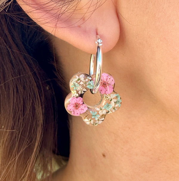 Bloom Flower Donut Hoop earrings.