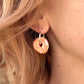 Coral glazed ceramic Donut huggie Hoop earrings.