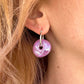 Lilac glazed ceramic Donut huggie Hoop earrings.