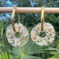 Ivory Flower Donut Gold Hoop earrings.