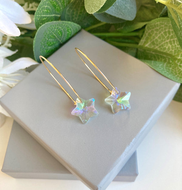 AB Glass 24ct Gold Plated Hoop Earrings