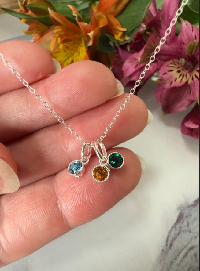 Sterling Silver Personalised Birthstone necklace