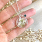 MAY emerald birthstone  real gypsophila silver necklace.