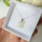 Silver Preserved Lace Flower Custom Initial Necklace