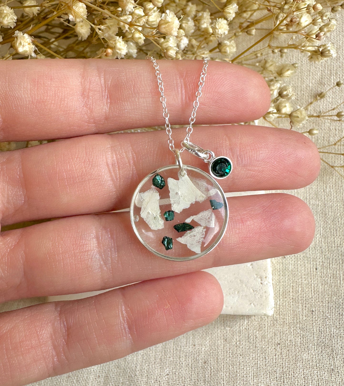 DECEMBER birthstone flower necklace.