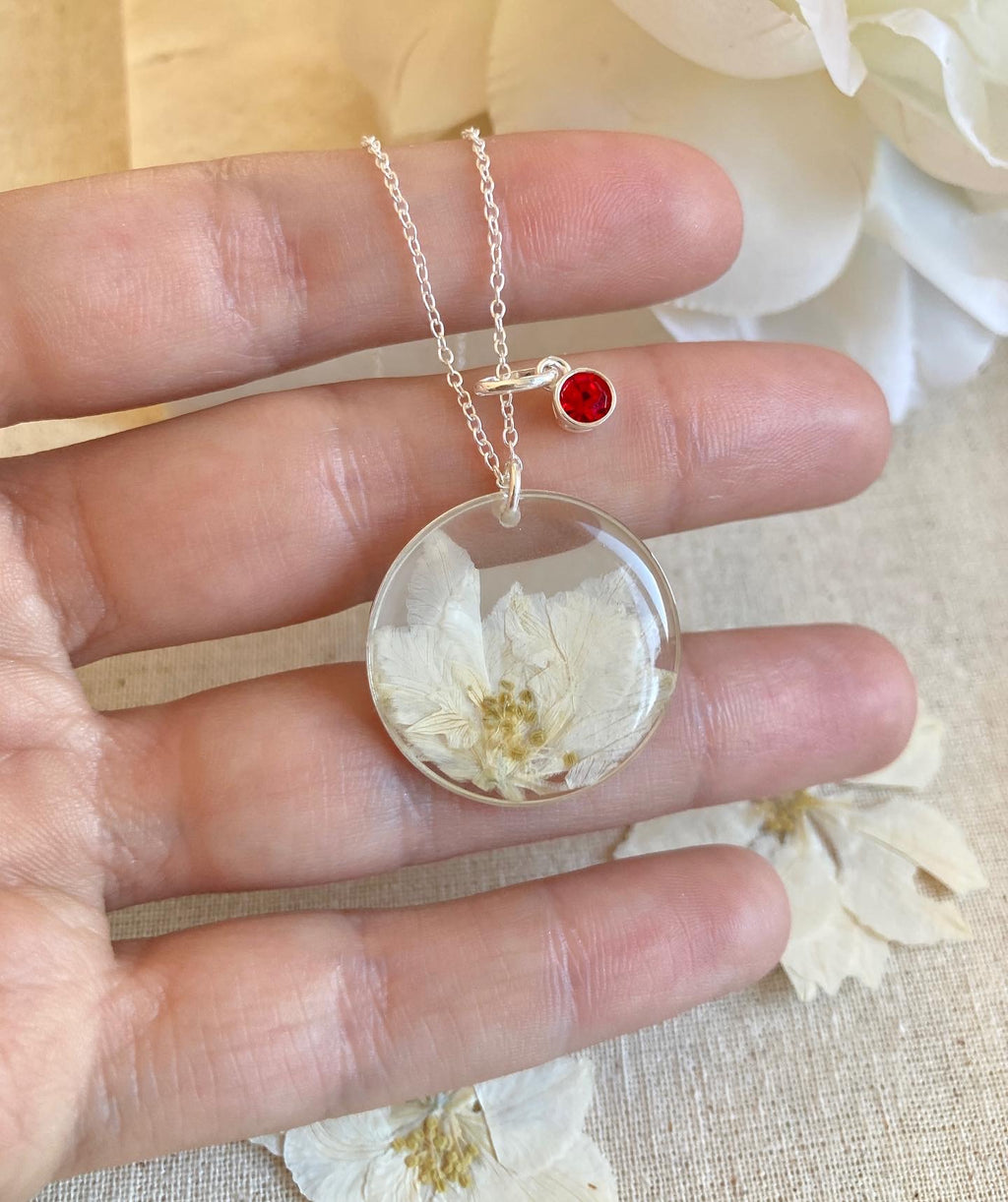 JULY Birthstone Silver necklace.