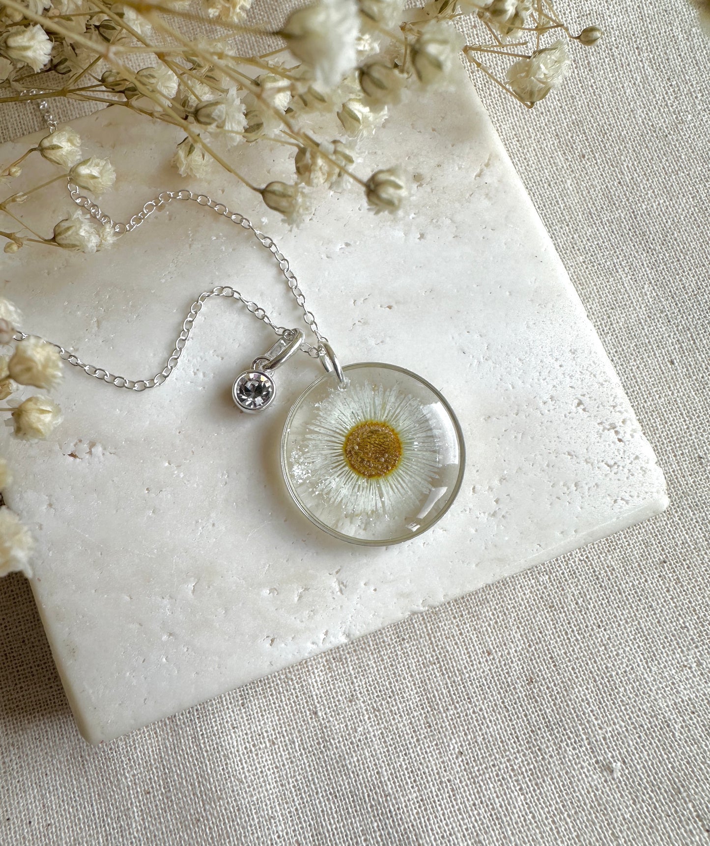 APRIL birthstone flower necklace.