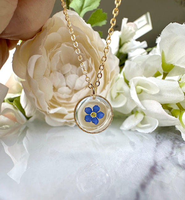 Gold forget me not Necklace