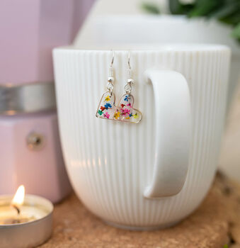 Tiny Sterling Silver Hook Confetti Heart Earrings